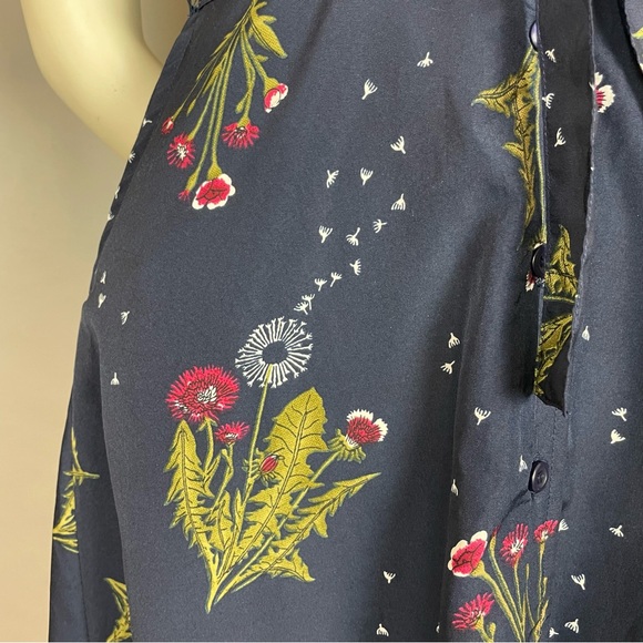 Circus Dress Dandelion Print‎ Navy Blue XS UK Size 8 Retro A-Line Belted Twee - Picture 11 of 12
